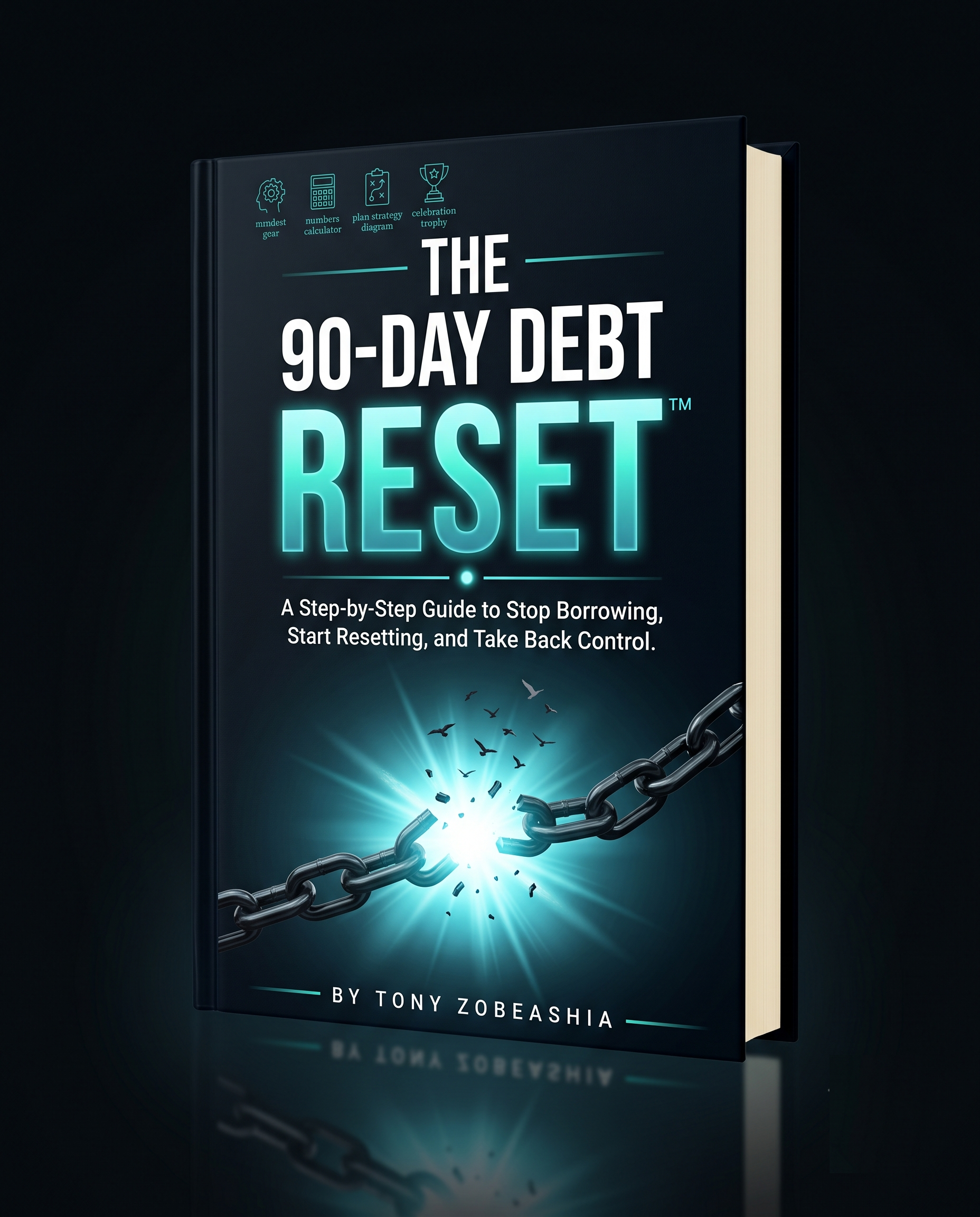 3D mockup of The 90-Day Debt Reset workbook cover